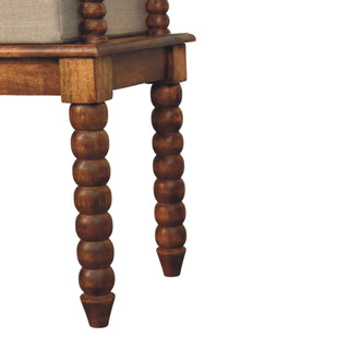 Amber Oak Mud Linen Bench