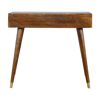 Aurea Console Table with Drawers Gold Geometric Panel Chestnut Wood