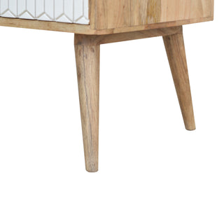 Nova Coffee Table with Storage Drawers White Geometric Carved Front
