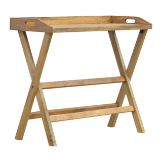 Foxley Writing Desk Mango Wood Folding X-Frame Legs With Butler Tray Top