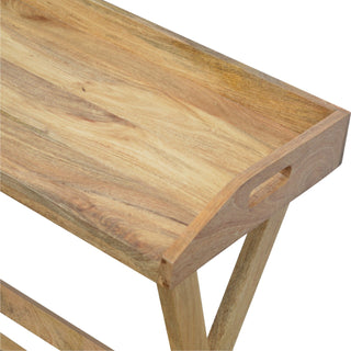 Foxley Writing Desk Mango Wood Folding X-Frame Legs With Butler Tray Top