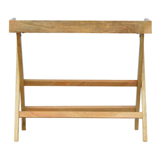 Foxley Writing Desk Mango Wood Folding X-Frame Legs With Butler Tray Top