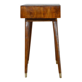 Solaris Writing Desk Mango Wood Brass Sunrise Drawer With Gold Leg Caps