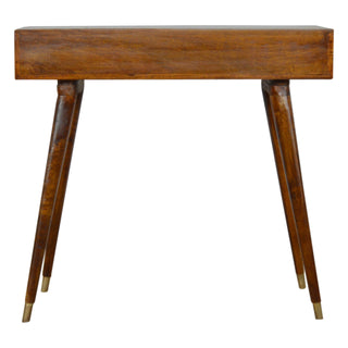 Solaris Writing Desk Mango Wood Brass Sunrise Drawer With Gold Leg Caps