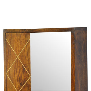 Lyra Bathroom Mirror Cabinet Wall-Mounted Sliding Brass Diamond Inlay