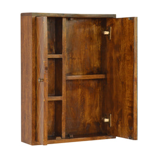 Lyra Bathroom Mirror Cabinet Wall-Mounted Sliding Brass Diamond Inlay