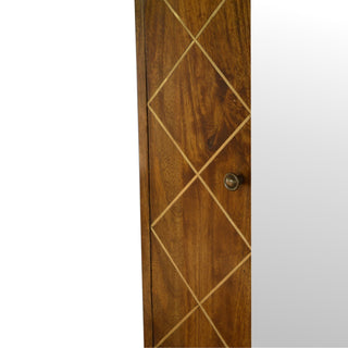 Lyra Bathroom Mirror Cabinet Wall-Mounted Sliding Brass Diamond Inlay