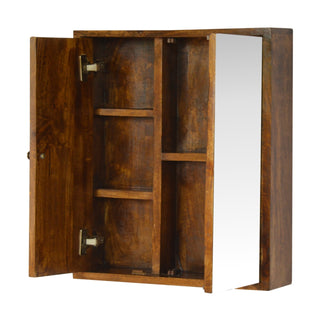 Lyra Bathroom Mirror Cabinet Wall-Mounted Sliding Brass Diamond Inlay