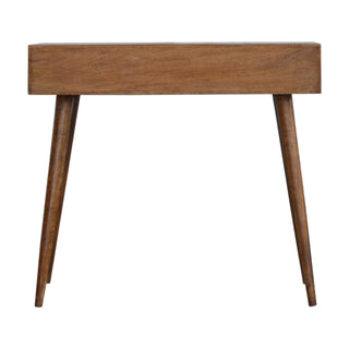 Kael Console Table with Drawers Raised Pyramid Carved Chestnut Wood