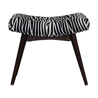 Zara Upholstered Bench Zebra Print Velvet Curved Saddle Seat Splayed Legs