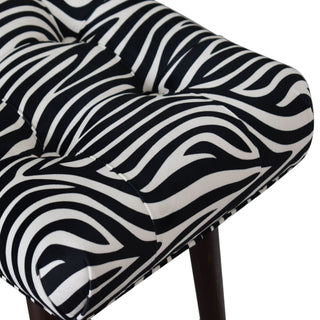 Zara Upholstered Bench Zebra Print Velvet Curved Saddle Seat Splayed Legs