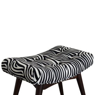 Zara Upholstered Bench Zebra Print Velvet Curved Saddle Seat Splayed Legs