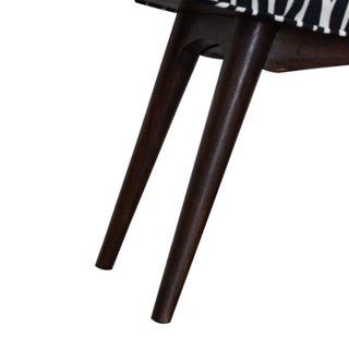 Zara Upholstered Bench Zebra Print Velvet Curved Saddle Seat Splayed Legs