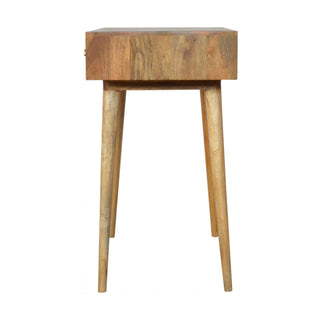 Facet Writing Desk Mango Wood Diamond Cube-Carved Drawer With Brass Knob