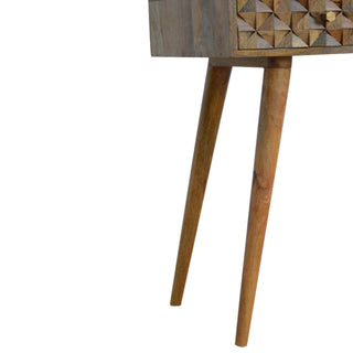Prism Console Table with Drawers Diamond Carved Relief Oak Mango Wood