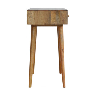 Prism Console Table with Drawers Diamond Carved Relief Oak Mango Wood