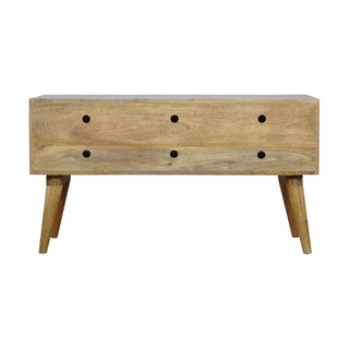 Prism Storage Bench Solid Mango Wood Hand-Carved Diamond Geometric Door Cabinet Nordic Legs
