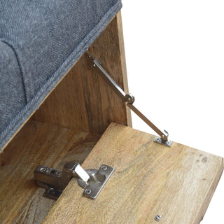 Facet Storage Bench Grey Tweed Button Tufted Lift-Top Hand-Carved Diamond Front Nordic Legs