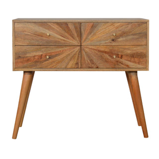 Solène Console Table with Drawers Mango Wood Sunburst Pattern