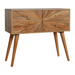 Solène Console Table with Drawers Mango Wood Sunburst Pattern