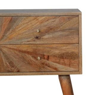 Solène Console Table with Drawers Mango Wood Sunburst Pattern