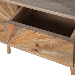 Solène Console Table with Drawers Mango Wood Sunburst Pattern