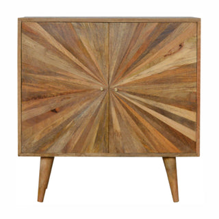 Fern Sideboard Cabinet Sunburst Marquetry Pale Oak Tapered Legs