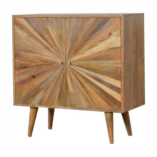 Fern Sideboard Cabinet Sunburst Marquetry Pale Oak Tapered Legs