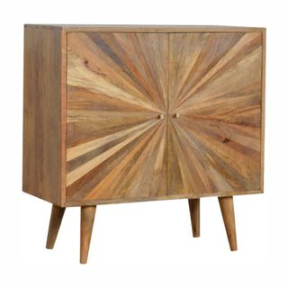 Fern Sideboard Cabinet Sunburst Marquetry Pale Oak Tapered Legs