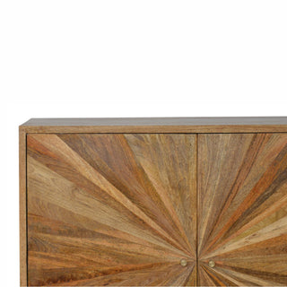 Fern Sideboard Cabinet Sunburst Marquetry Pale Oak Tapered Legs