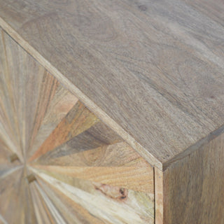 Fern Sideboard Cabinet Sunburst Marquetry Pale Oak Tapered Legs