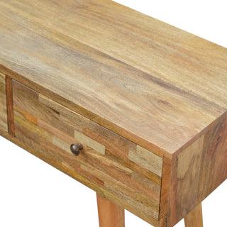 Tove Console Table with Drawers Sustainable Mango Wood Natural Oak