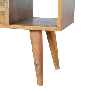 Clio Coffee Table with Storage Mixed Wood Mosaic Drawer Open Cubby Slots