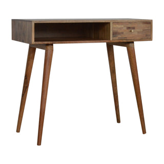 Clio Writing Desk Mango Wood Mixed Patchwork Drawer With Candle Knob
