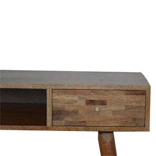 Clio Writing Desk Mango Wood Mixed Patchwork Drawer With Candle Knob