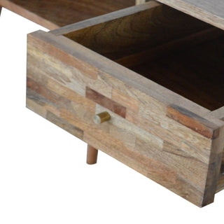 Clio Writing Desk Mango Wood Mixed Patchwork Drawer With Candle Knob
