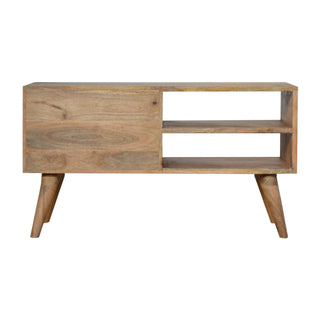 Patchwork Media Unit Oak Mango Wood Multicolour Parquet Wood Mosaic Drawers with Nordic Legs