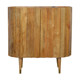 Cora Drinks Cabinet Wide Oval Plank-Ridged Handleless Blonde Oak