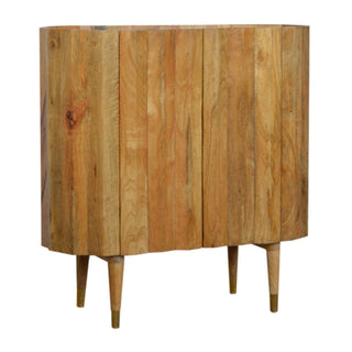 Cora Drinks Cabinet Wide Oval Plank-Ridged Handleless Blonde Oak