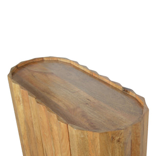 Cora Drinks Cabinet Wide Oval Plank-Ridged Handleless Blonde Oak