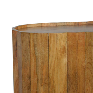 Cora Drinks Cabinet Wide Oval Plank-Ridged Handleless Blonde Oak