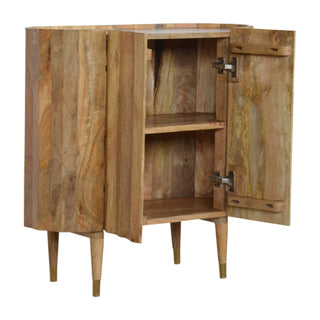 Cora Drinks Cabinet Wide Oval Plank-Ridged Handleless Blonde Oak