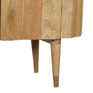 Cora Drinks Cabinet Wide Oval Plank-Ridged Handleless Blonde Oak