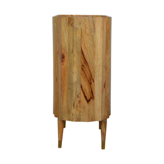 Cora Drinks Cabinet Wide Oval Plank-Ridged Handleless Blonde Oak