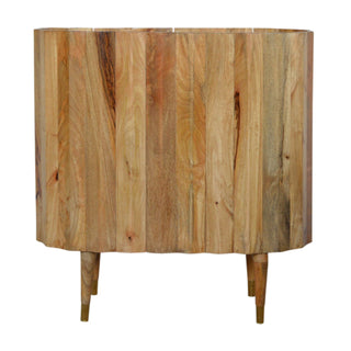 Cora Drinks Cabinet Wide Oval Plank-Ridged Handleless Blonde Oak