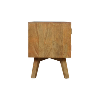 Parlo Media Unit Oak & Grey Asymmetric Cabinet Door Ribbed Drawer Candle Knob with Nordic Legs