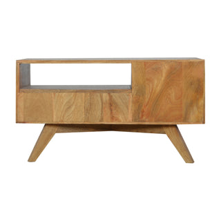 Parlo Media Unit Oak & Grey Asymmetric Cabinet Door Ribbed Drawer Candle Knob with Nordic Legs