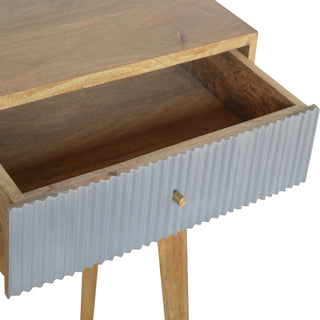 Linden Writing Desk Mango Wood Grey Fluted Painted Drawer With Candle Knob