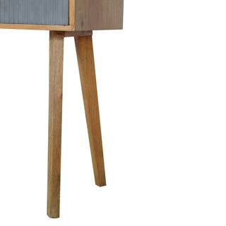 Linden Writing Desk Mango Wood Grey Fluted Painted Drawer With Candle Knob