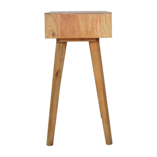 Linden Writing Desk Mango Wood Grey Fluted Painted Drawer With Candle Knob
